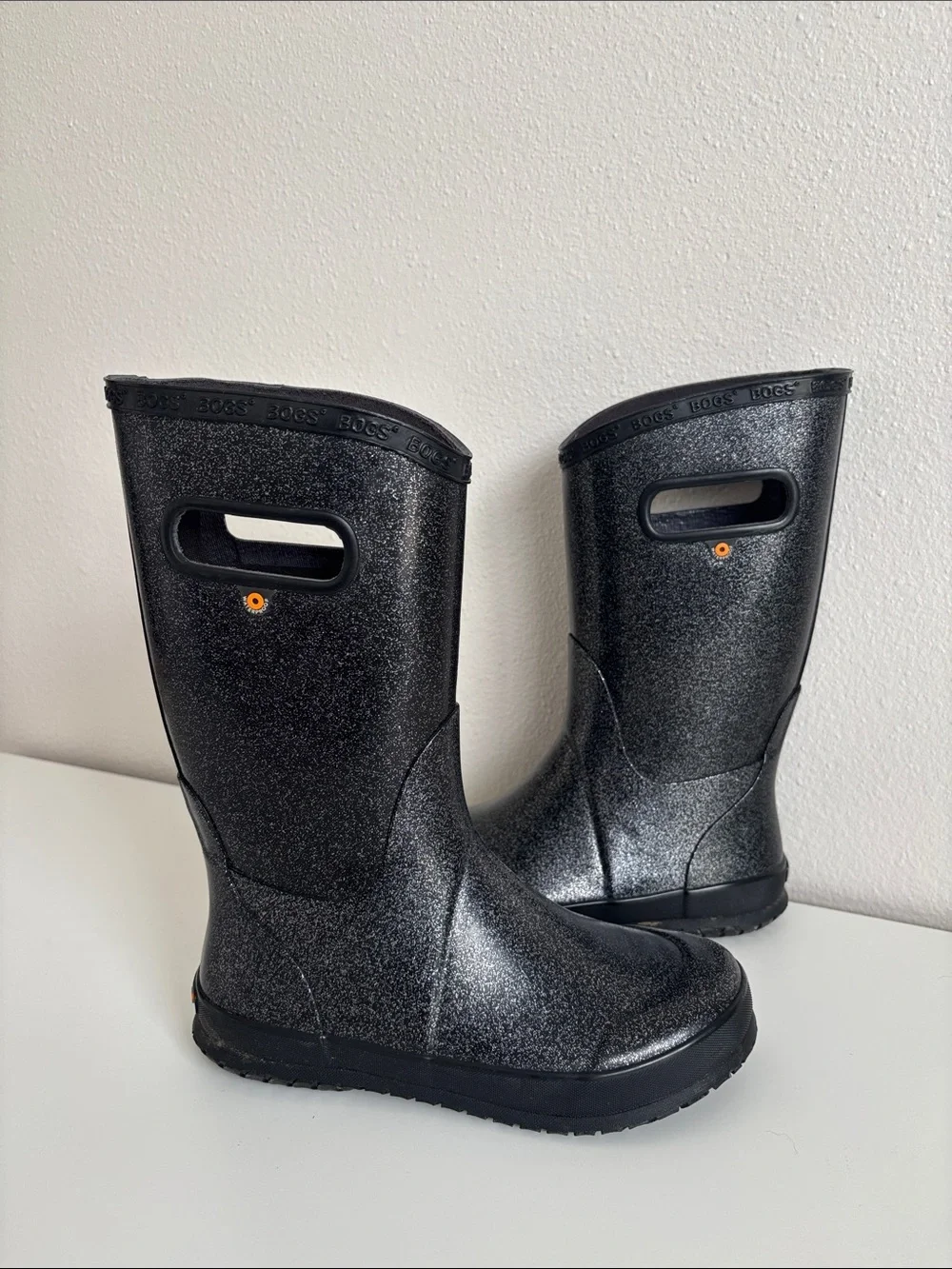 Bogs Rainboot Glitter‎ Boots Black Youth Size 4 youth Sparkle waterproof sparkle